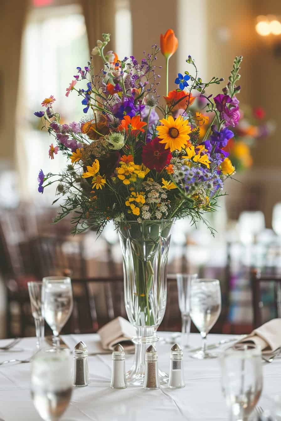 20 Beautiful Wildflower Centerpieces For Any Event • Confetti & Roses