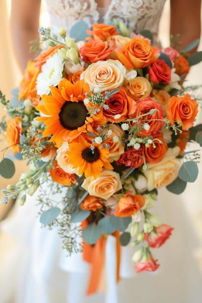 Sunflowers And Rose Wedding Bouquets: 20 Inspiring Ideas