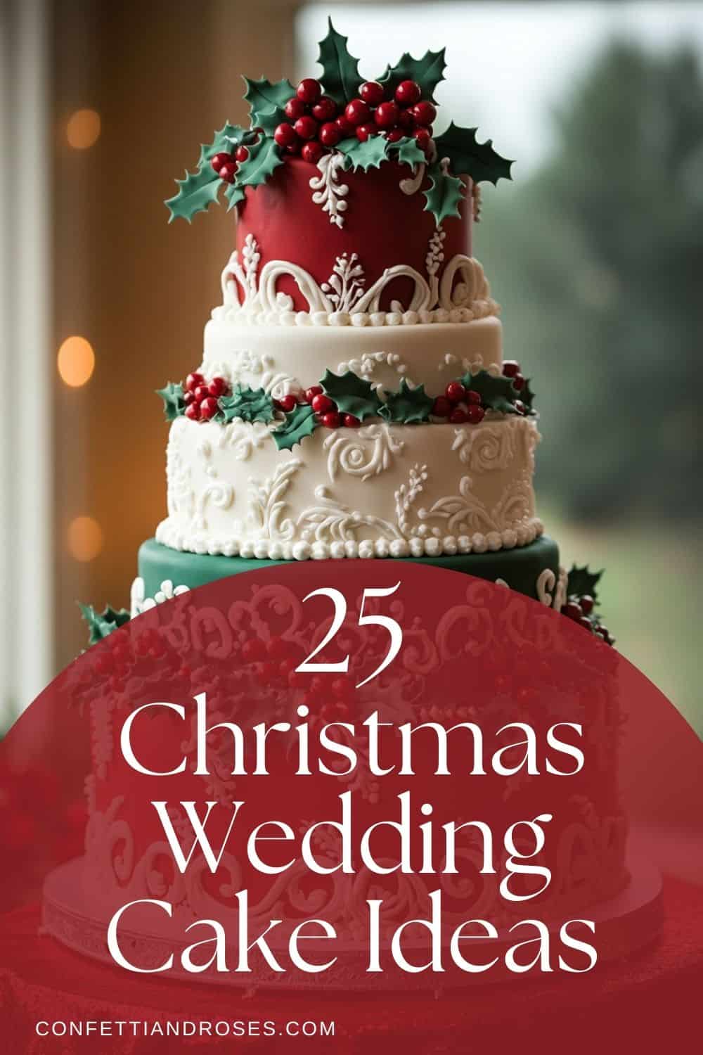 Deck The Halls With 25 Christmas Wedding Cakes Confetti Roses