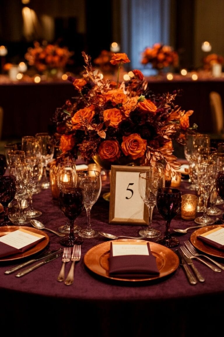 12 Fall Wedding Color Combos Featuring Burnt Orange • Confetti & Roses