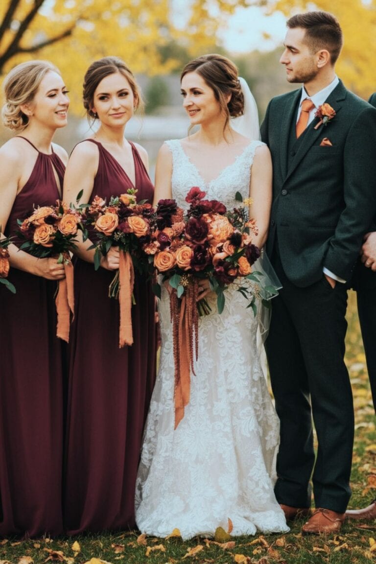 12 Fall Wedding Color Combos Featuring Burnt Orange • Confetti & Roses