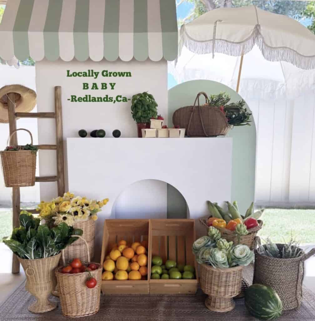 Fresh farm-fresh fruits and vegetables at Confetti & Roses.